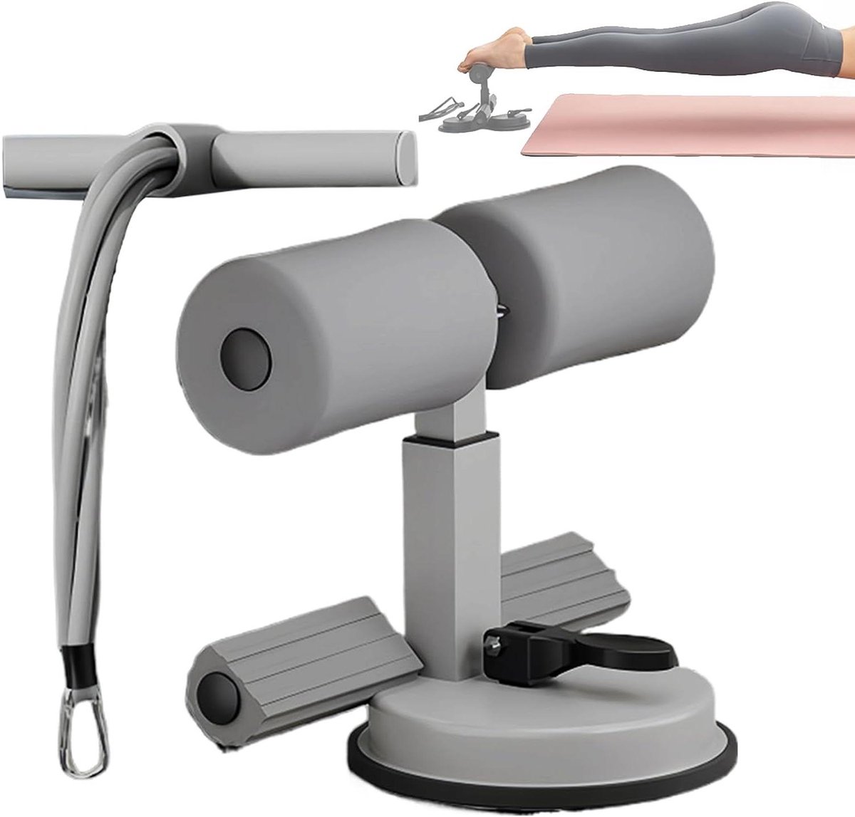 Sit Up Machine - Buiktrainer Assistent - Kracht Training - Dubbele Zuignap - 14.6 x 15.4 cm - Grijs