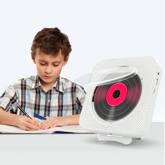 Draagbare CD-speler met Bluetooth, HiFi Luidspreker, Wandmontage, USB/AUX Muziekspeler, Wit — afbeelding 4