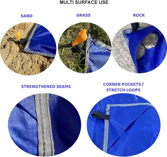 SUP Board Mat - Water Sport Accessoire - Strand Picknick - Sneldrogend Zandbestendig - 360 x 145 cm - Oceaanblauw — afbeelding 3