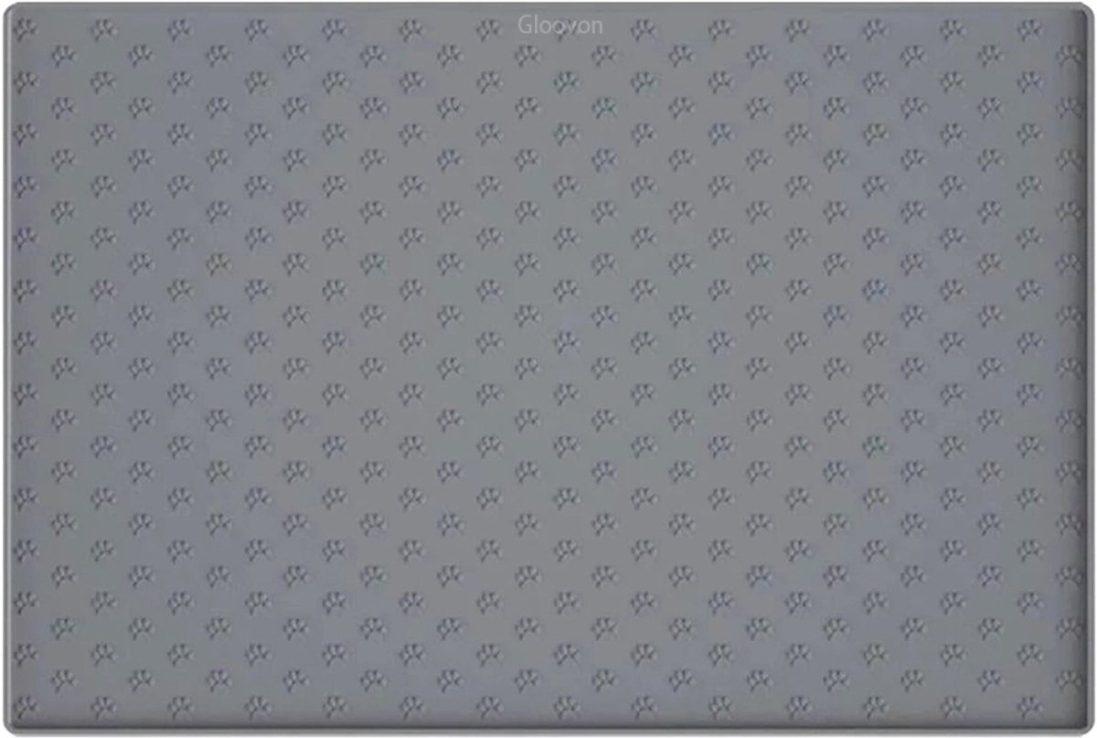 Gloovon® - Voermat Hond & Kat - Siliconen Placemat - XL 60x40cm - Anti-mors Rand 1cm - Antislip - Grijs