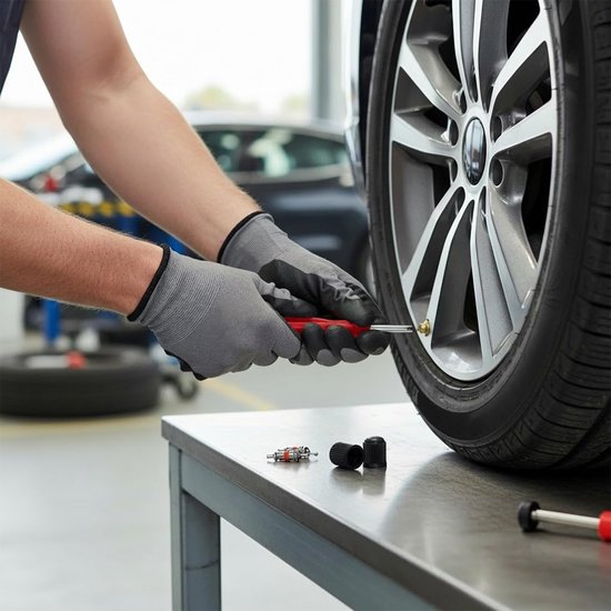 Bandenventiel Reparatiekit - Ventielgereedschap Set - Onderhoud Voertuigen - Hoge Drukweerstand - 9 Delig - Rood — afbeelding 5