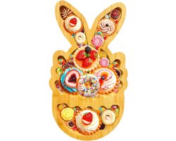 Houten Fruitschaal - Snack Dienblad - Feestelijke Serveer - 3D Konijn Ontwerp - 15.7 x 28 cm - Natuurlijk Hout