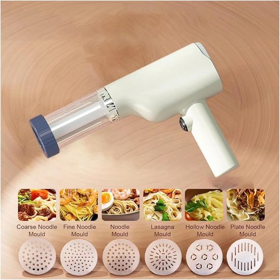 Elektrische pastamachine en pastamachine, draadloos, draagbaar, 6-in-1, multifunctioneel keukengereedschap voor idiyappam, pasta en zelfgemaakte pasta (wit) — afbeelding 4