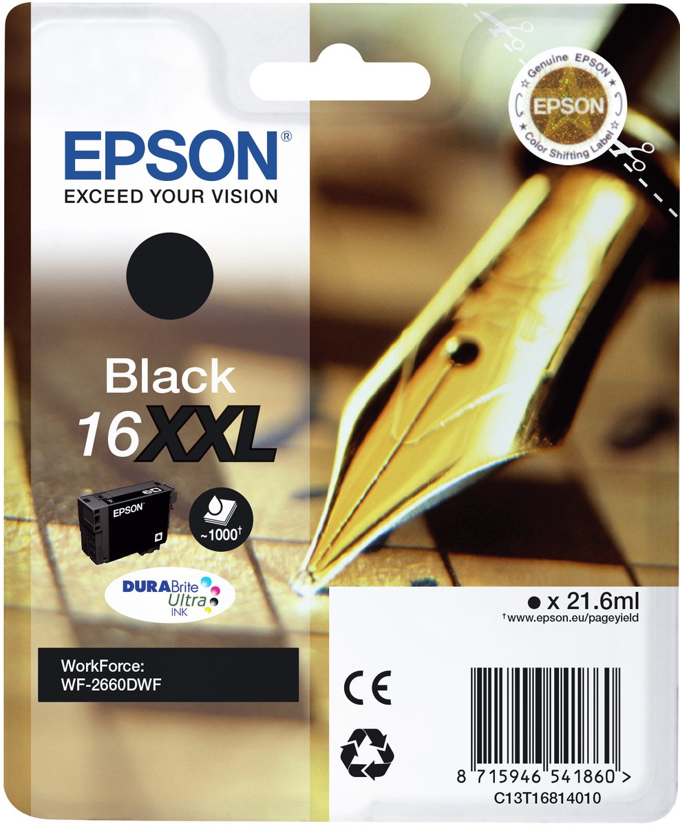 EPSON 16XXL inktcartridge zwart extra high capacity 1.000 pagina's 1-pack