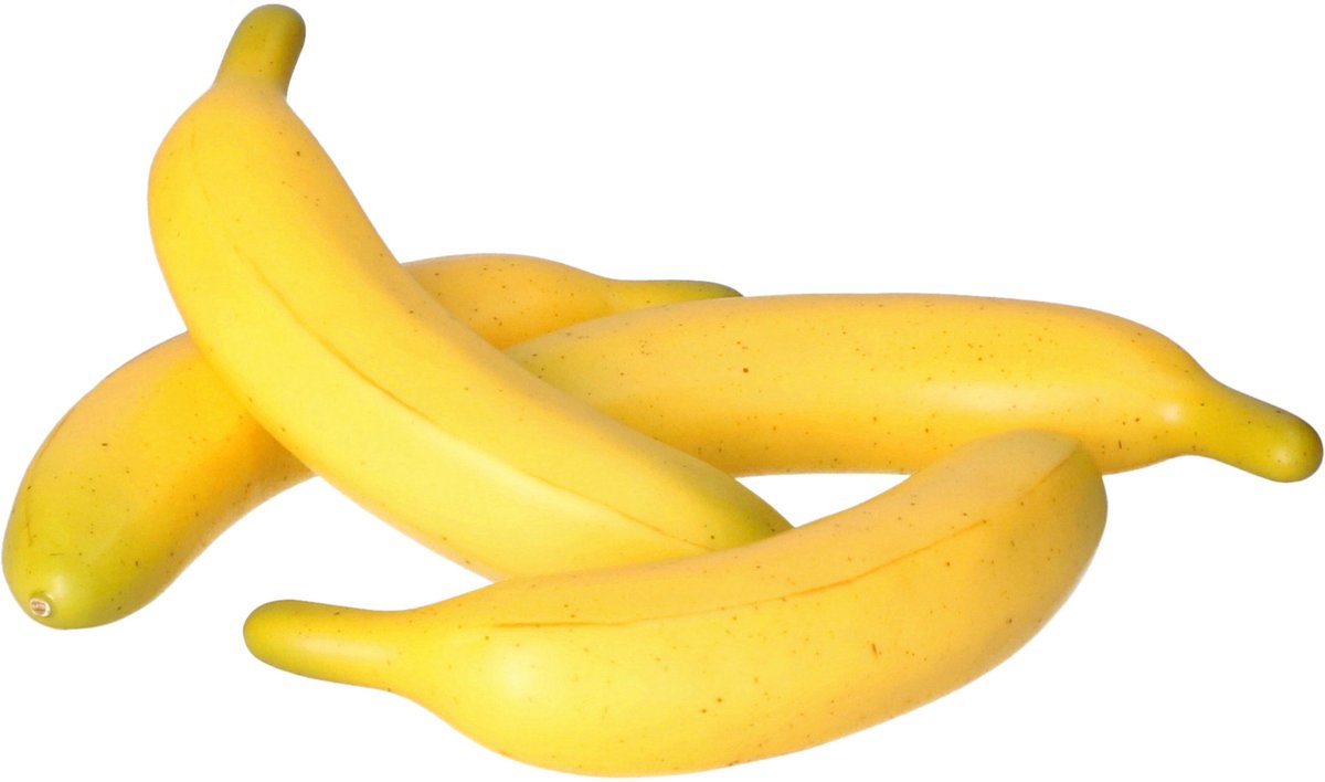 Bellatio Design kunstfruit banaan - 4x - deco food - real touch - 20 cm - los Geel