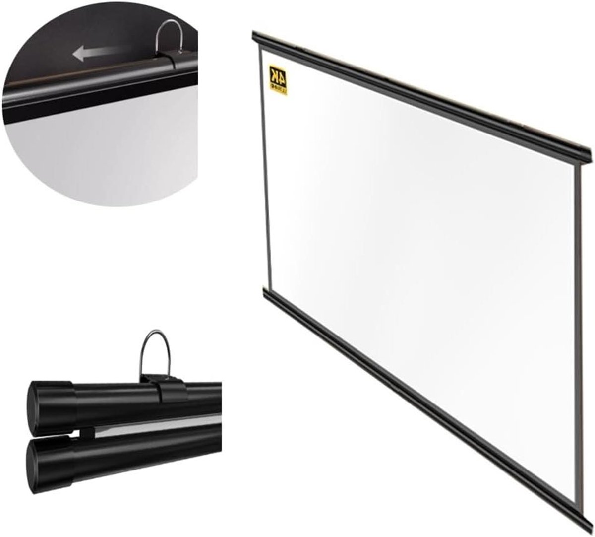 Projectorscherm Handmatig - Pull Down Scherm - Films Kijken - Wit Glasvezel Coating - 60 inch - Wit