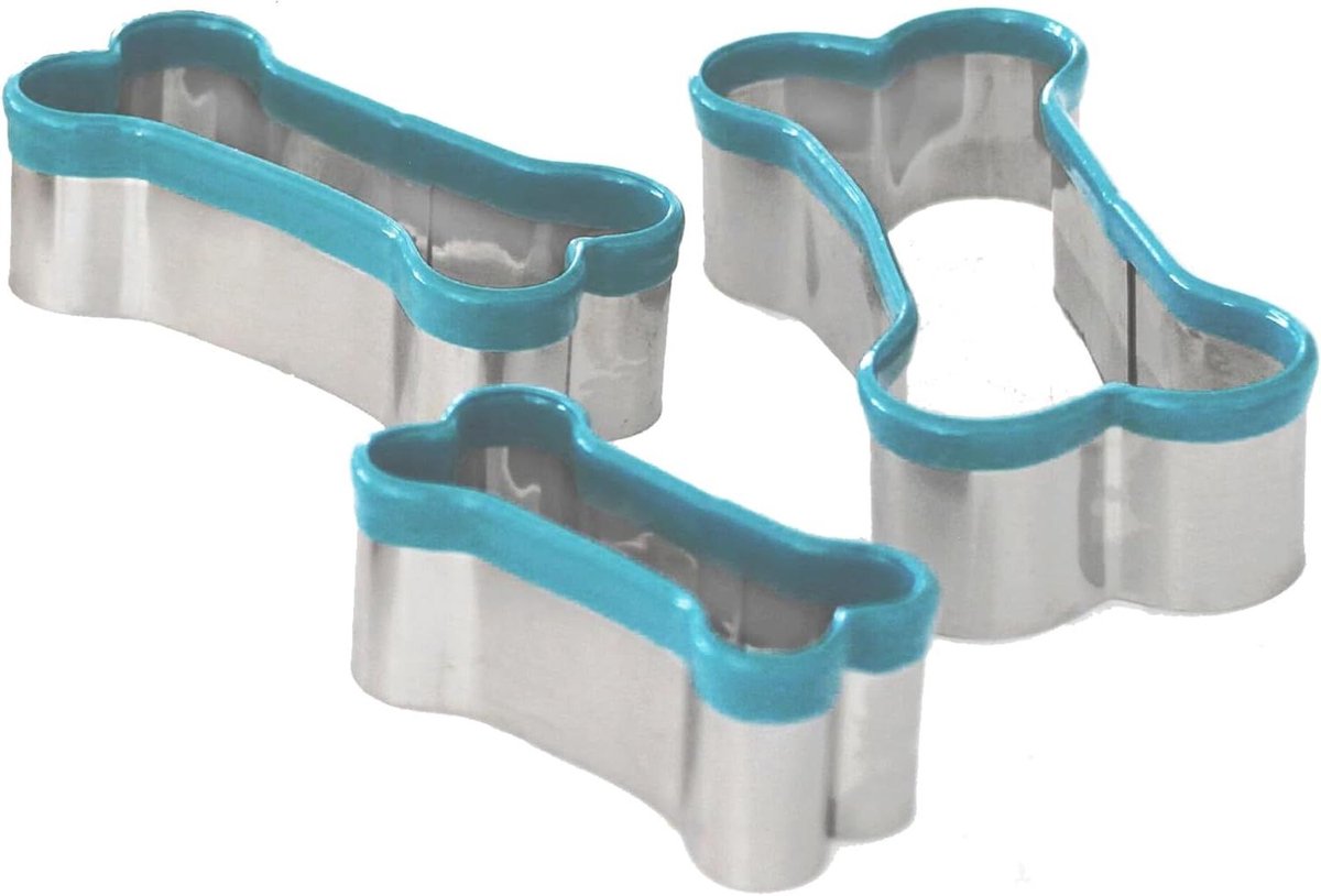 Koekjesvorm Set - Hondenbot Vormpjes - Zelf Bakken - 3 Delig - 10 cm - Blauw