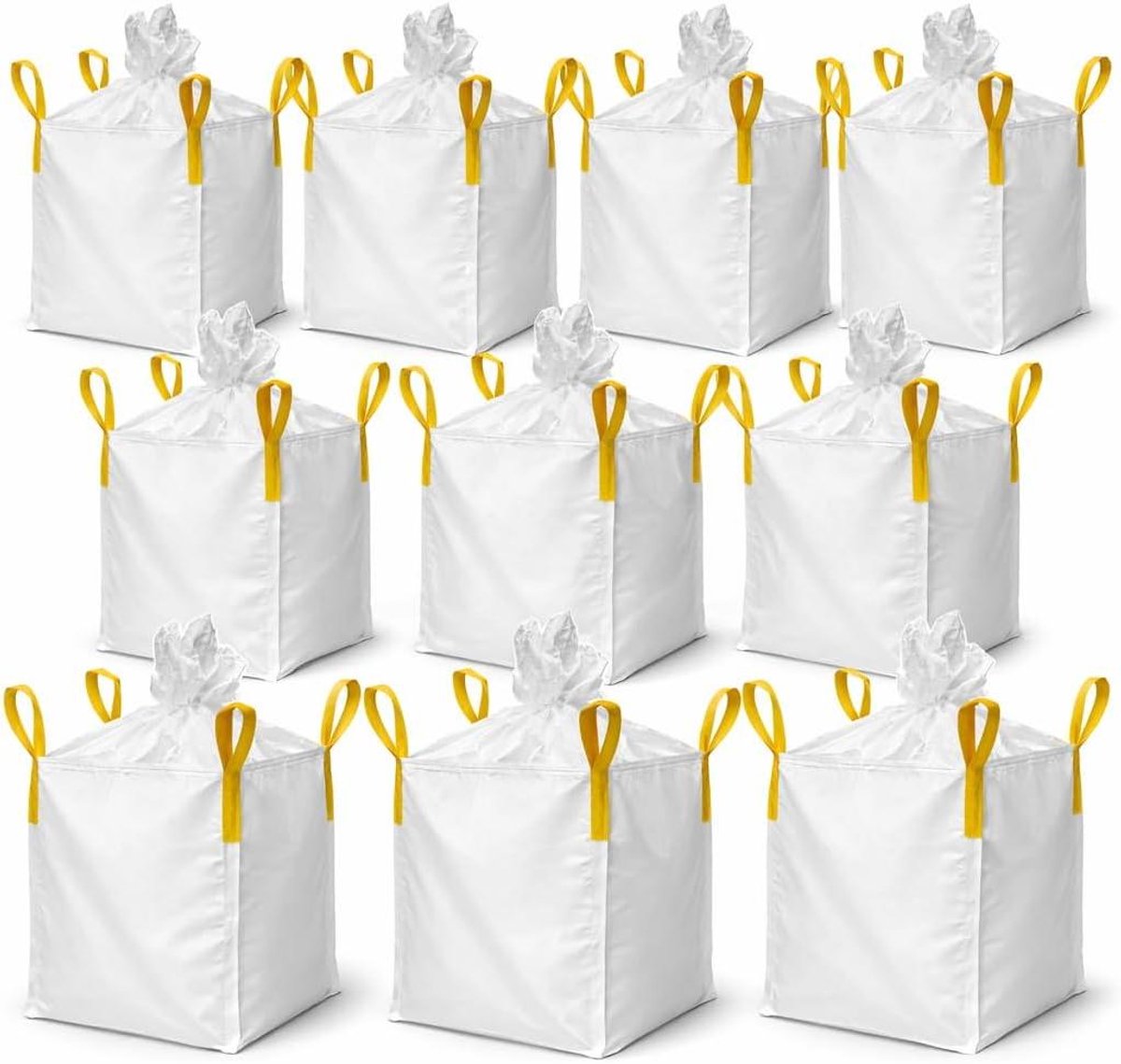 Big Bag - Afvalcontainer Zak - Bouw Afval Sorteren - Gecoat Stofarm Sluiten - 90x90x110cm 1250kg - Wit