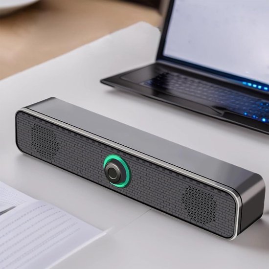 USB Soundbar - Stereo Luidspreker - Verrijk Je Geluid - Verbeterde Bas - 32 cm Breed - Zwart — afbeelding 2