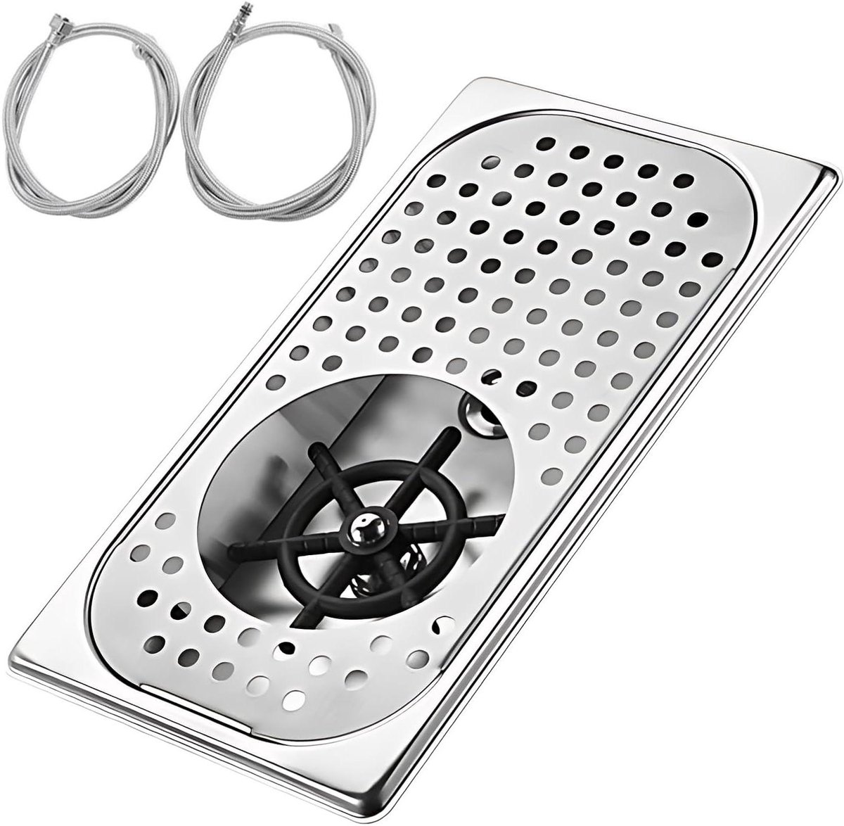 Flessenwasmachine - Gootsteen Reiniger - Hygiënisch Dienblad - Krachtige Waterstraal - 38x22x9cm - Zilver