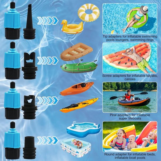 Ventiel Adapter Set - Pomp Opzetstukken - Watersport Uitrusting - Universele Compatibiliteit - 11 Delig - Rood — afbeelding 3