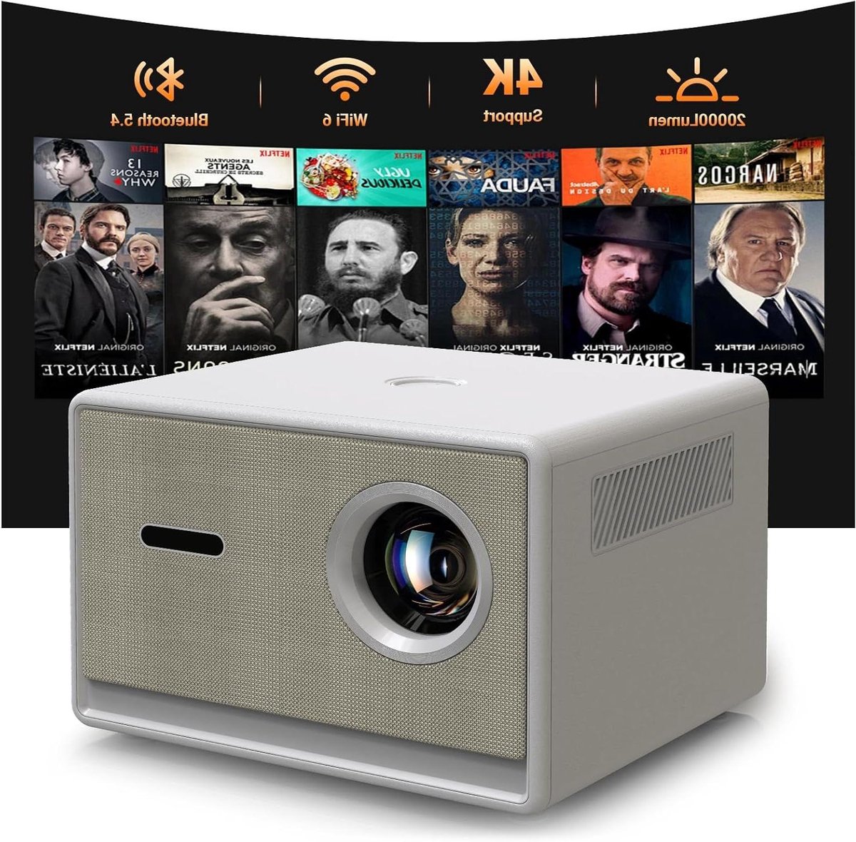 Slimme Beamer - Draadloze Projector - Thuisbioscoop Creëren - Automatische Keystone Correctie - 120 Inch Scherm - Zwart