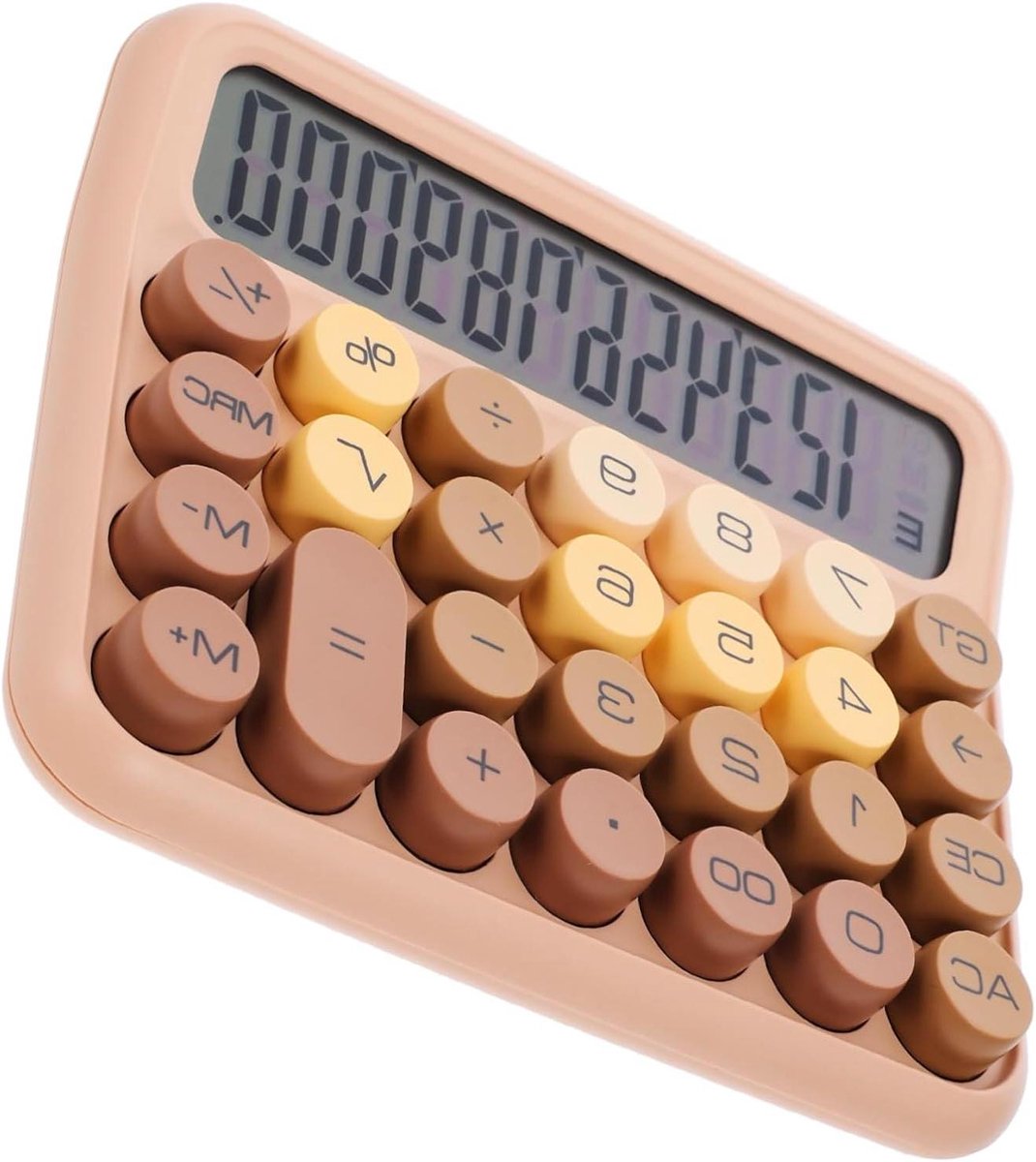 Rekenmachine Basis - Kantoorcalculator Huishoudelijk - Dagelijkse Berekeningen - Compact en Draagbaar - 15 x 13.5 cm - Koffie