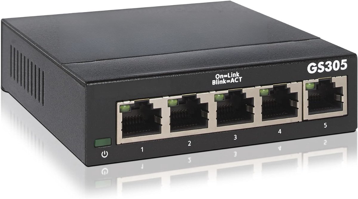 KAD® Internet Splitter - Netwerk Switch – Universele Splitter voor Internetkabel – Fast Ethernet Hub - Zwart - 11cm x 10cm x 3cm