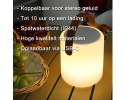Quantixx Draagbare Bluetooth Speaker met RGB LED Lamp – Sfeerverlichting & Muziek in één - USB-C oplaadbaar - Multicolor - Dimbaar