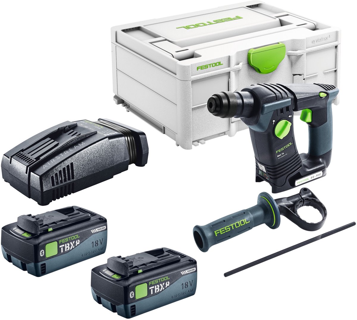 Festool BHC 18-Basic accu-boorhamer 18 V 1,8 J SDS Plus Brushless + 2x accu 8,0 Ah + snellader + Systainer