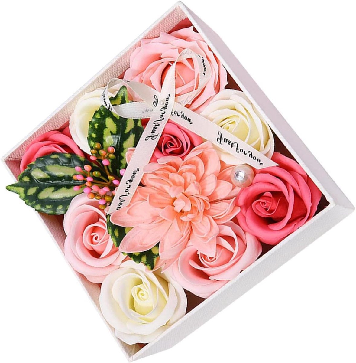 Zeep Boeket - Decoratieve Bloemen - Romantische Decoratie - Geurende Rozenblaadjes - 15x15x7.5 cm - Gemengd