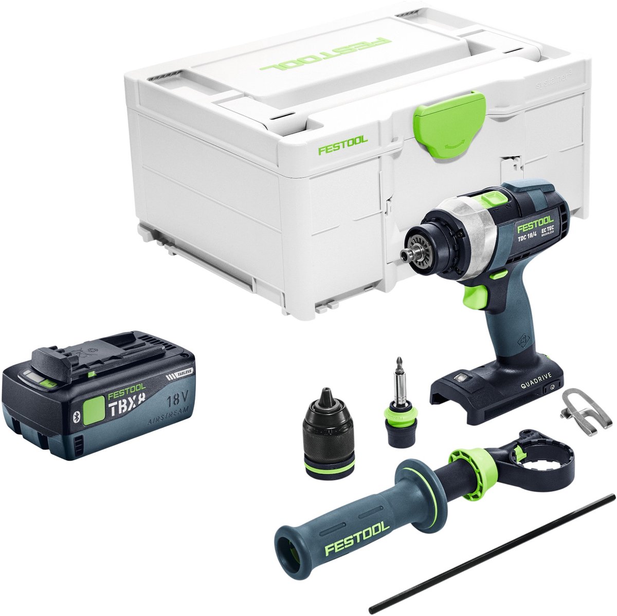 Festool TDC 18/4 Basic accuschroefboormachine 18 V 75 Nm borstelloos + 1x accu 8.0 Ah + snellader + systainer
