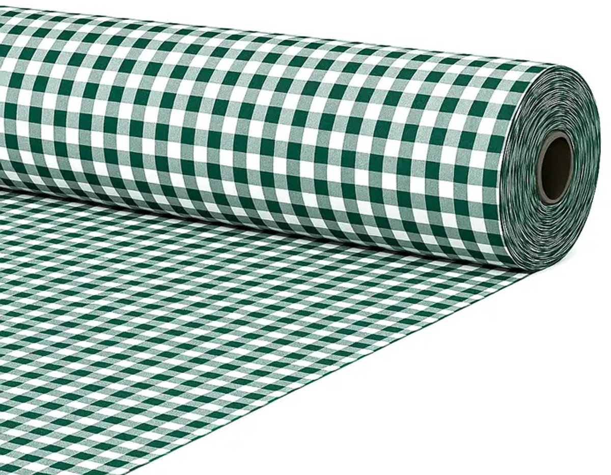 Gamusi Stof op doorlopende snit katoen vichy ruit breedte 280 cm per meter - 70% katoen - 30% polyester - Groen