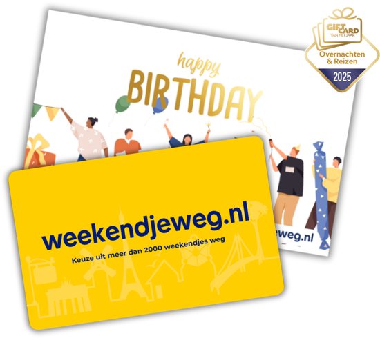 Weekendjeweg.nl Cadeau Card €50 - Happy Birthday verpakking - Verjaardagscadeau