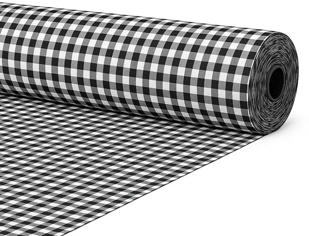 Gamusi Stof op doorlopende snit katoen vichy ruit breedte 280 cm per meter - 70% katoen - 30% polyester - Zwart