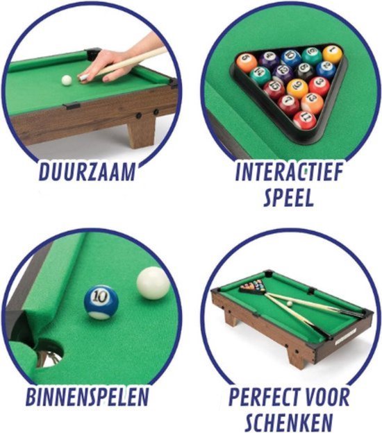 Thuys - Mini Pooltafel voor Thuis - Inklapbaar - Snookertafel - Voor Volwassenen & Kinderen - Compact & Draagbaar Design - Incl. Ballen, Keuen, Krijt & Driehoek - Complete Set van Thuys — afbeelding 5