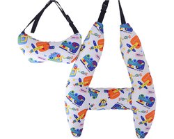 Kinderen Reiskussen - Nekkussen Vliegtuig - Comfortabel Reizen - Verstelbare Ondersteuning - 70x55cm - Blauw Auto