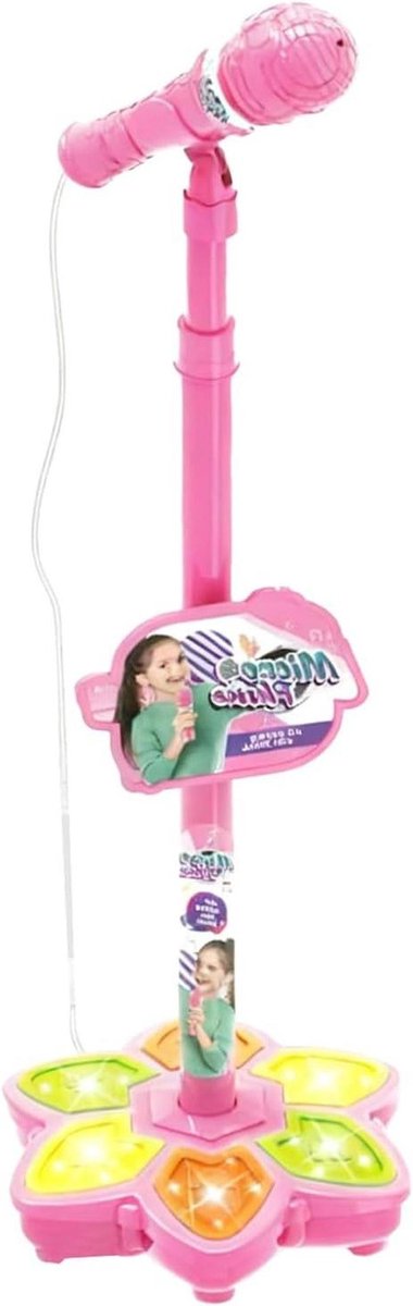 Speelgoedmicrofoon Kinderen - Draadloos Zangapparaat - Muziek en Zang - Interactief Kleurendisplay - 68 x 22 x 68 cm - Roze