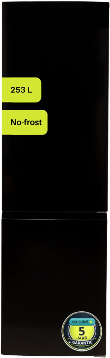 Bol.com Exquisit CDJ255-NF-040EB - Koel-vriescombinatie - No-Frost - 5 Jaar Garantie - 253 Liter - Zwart aanbieding