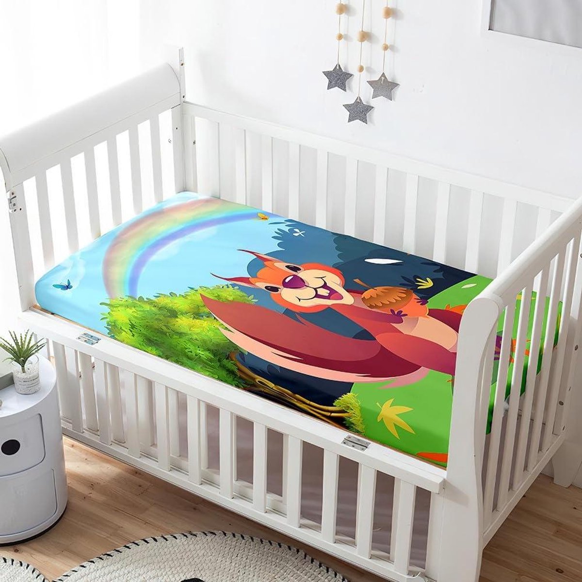 Ledikantlakens - Wieglakens - Babykamer Inrichten - Zachte Ademende Microvezel - 80 x 40 cm - Regenboog