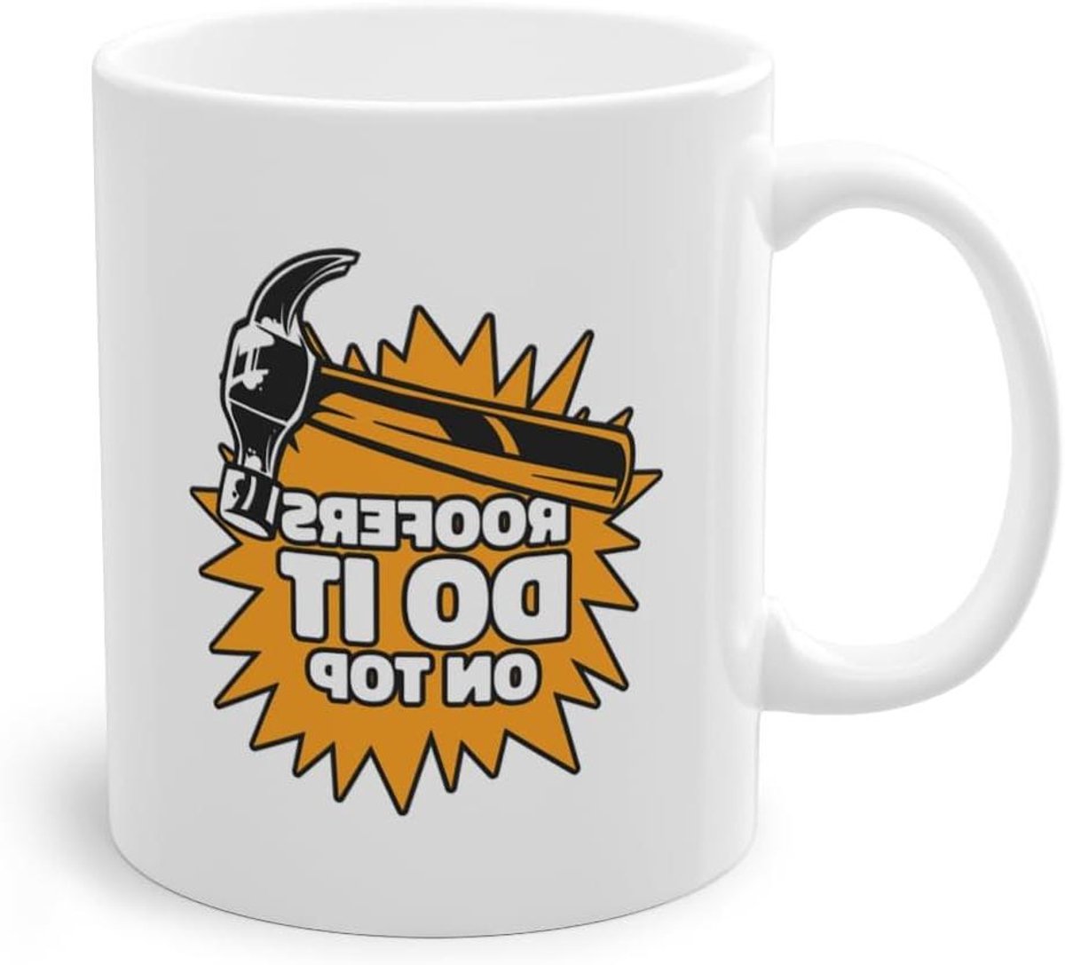 Koffiemok - Beker Kopje - Ochtendkoffie Genieten - Dubbelzijdig Bedrukt - 330 ml - Wit