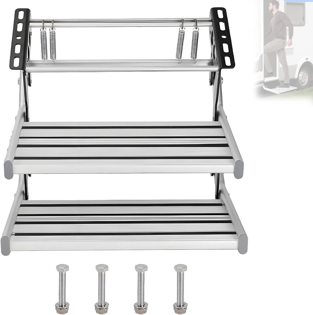Vouwbare RV Stap - Camper Trede - Veilig Instappen - Antislip Ontwerp - 50 x 24 cm - Aluminium
