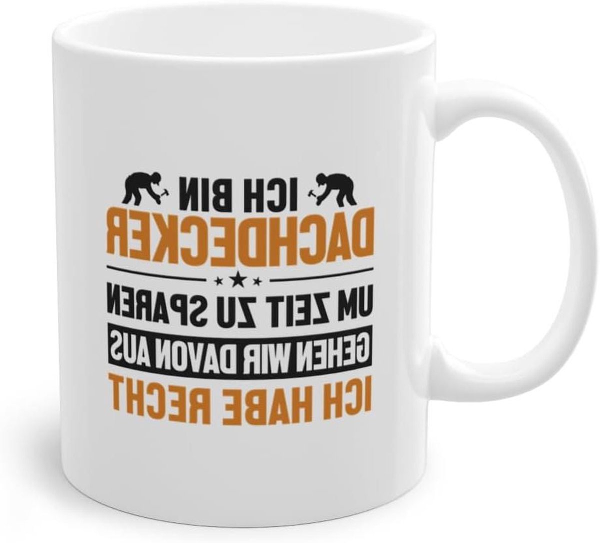 Koffiekop Dakdekker - Specialist Beker - Ochtendkoffie Genieten - Dubbelzijdig Bedrukt - 330 ml - Wit