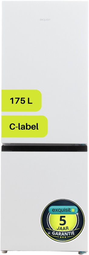 Energiezuinige Exquisit koelvriescombinatie 175L (122L koel, 53L vries), energielabel C, wit, 39dB, 4 vriesgedeelte