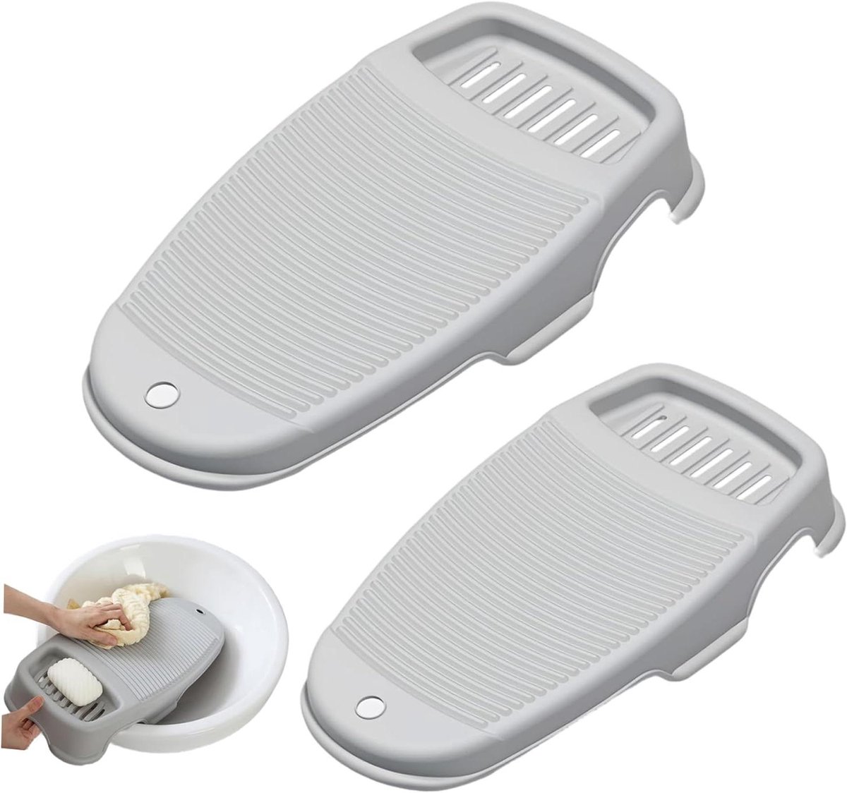 Wasbord 2 stuks - Kleding reiniger - Handwas kleding - Met zeephouder - 44 x 24 cm - Grijs