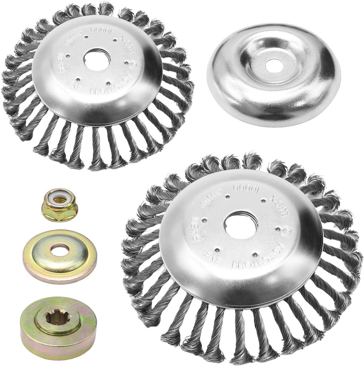 Onkruidborstel Set - Metaalborstel Trimmer - Tuin Onderhoud - Veilig & Efficiënt - 200 & 150 mm - Geel