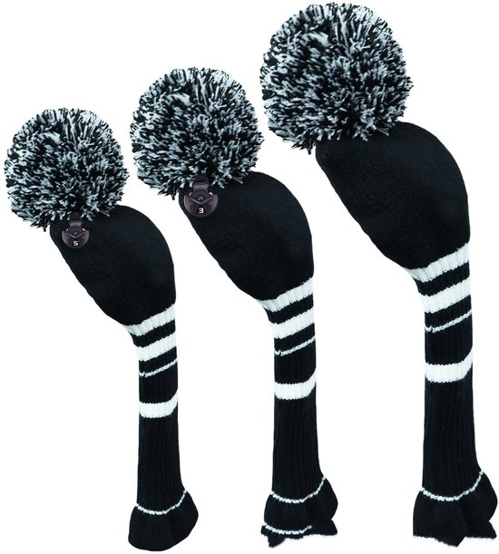 Golf Club Headcover Zwart-Wit Streep- Knitted Wool - Golfclub Covers - Headcovers- Golf Spullen van GOLF — afbeelding 2