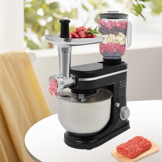 Elektrische Keukenmixer - Handmixer Kom - Bakken Deeg Maken - Krachtige 1500W Motor - 6 Liter Kom - Zwart — afbeelding 2