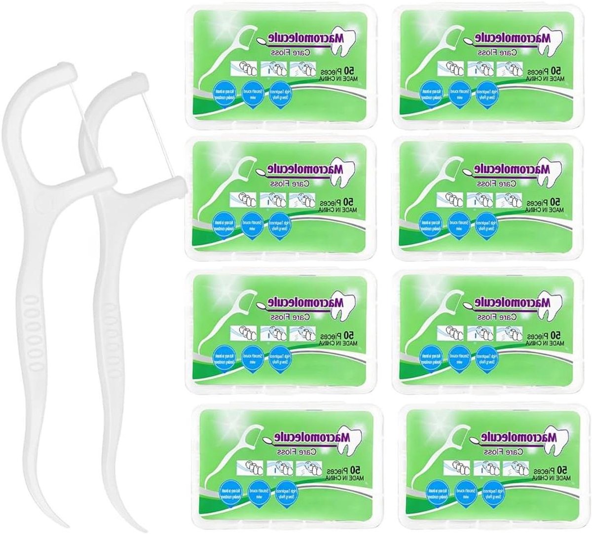 Tandzijde - Flossers - Mondverzorging - 2-in-1 Tandenstoker - 400 stuks - Wit
