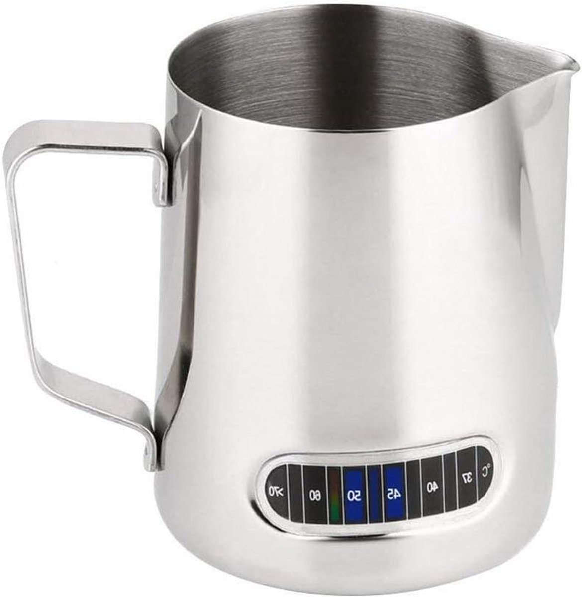 Melkkan Roestvrij Staal - Opschuimkruik Melkschuim - Cappuccino Maken - Ingebouwde Thermometer - 350 ml - Zilver