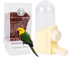 Waterdispenser Vogels - Drinkfontein Parkieten - Vogels Voeden - Anti-verspilling Mechanisme - 10 x 5.8 x 15.3 cm - Wit