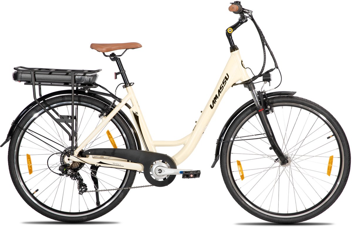 HILAND Montura Elektrische Stadsfiets 28 inch - E-bike Commuter Unisex - 250W Motor - 36V 10.4Ah Accu - 7 Versnellingen - Aluminium Frame