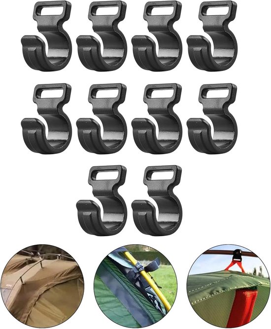 Tent Clips - Tent Haken - Tent Stabiliseren - Slijtvast Materiaal - 10 stuks - Zwart — afbeelding 5