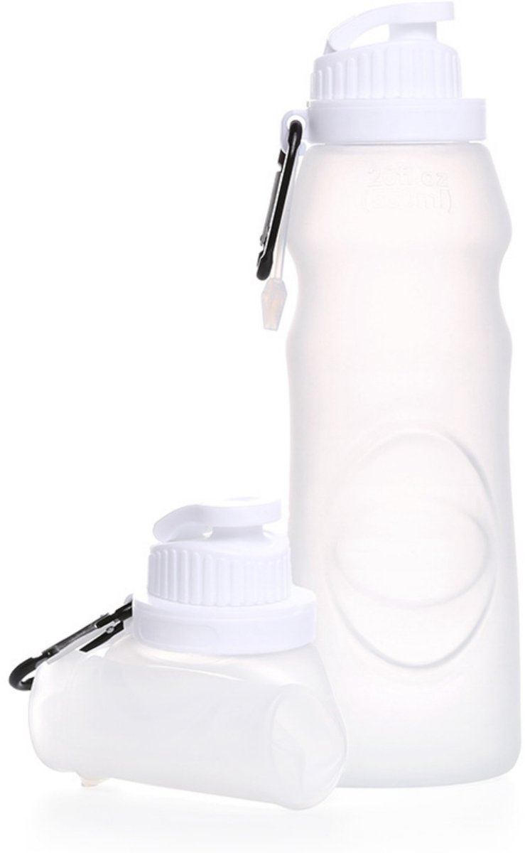 TOVBMUP Drinkfles - Opvouwbare waterfles - Siliconen drinkfles - Waterzak - Duurzaam - voor buiten, sport, reizen en meer - 500 ml - transparant