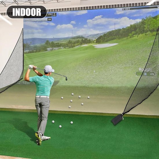 Golf oefennet - Sport trainingsnet - Swing oefenen - Eenvoudig te monteren - 213 x 213 cm - Zwart van GOLF — afbeelding 3