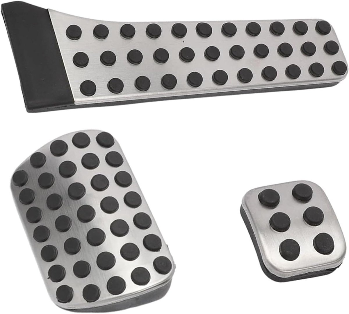 Autopedaal Set - Pedaalhoezen - Veiliger Rijden - Antislip Rubber - 3 Delig - Zilver Zwart