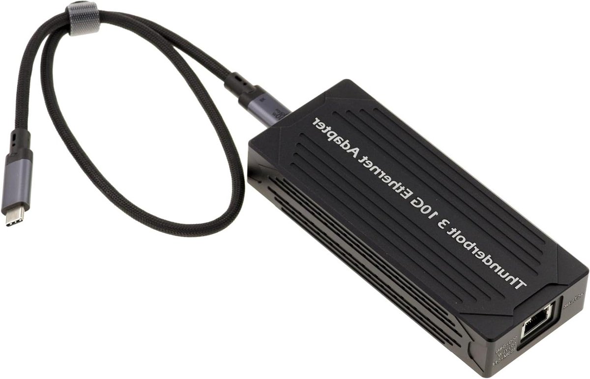 Thunderbolt Netwerkadapter - USB C Ethernet - Snelle Internetverbinding - 10 Gigabit Snelheid - RJ45 Connector - Zwart