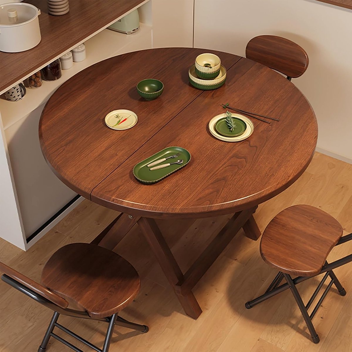 Opvouwbare Eettafel - Compacte Keukentafel - Ruimtebesparend Wonen - Geen Installatie Nodig - 60x52cm - Bruin