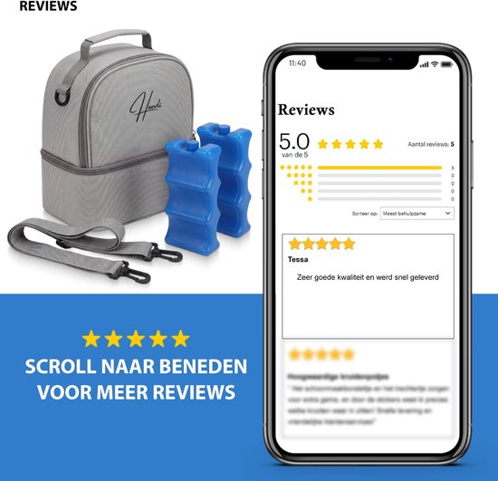 Heevli® Kolftas met 2 koelelementen - Moedermelk koeltas - Koeltas - Babyfles koeltas - Babymelk koelen - koeltas borstvoeding - Moedermelk tot 12 uur Koel — afbeelding 4