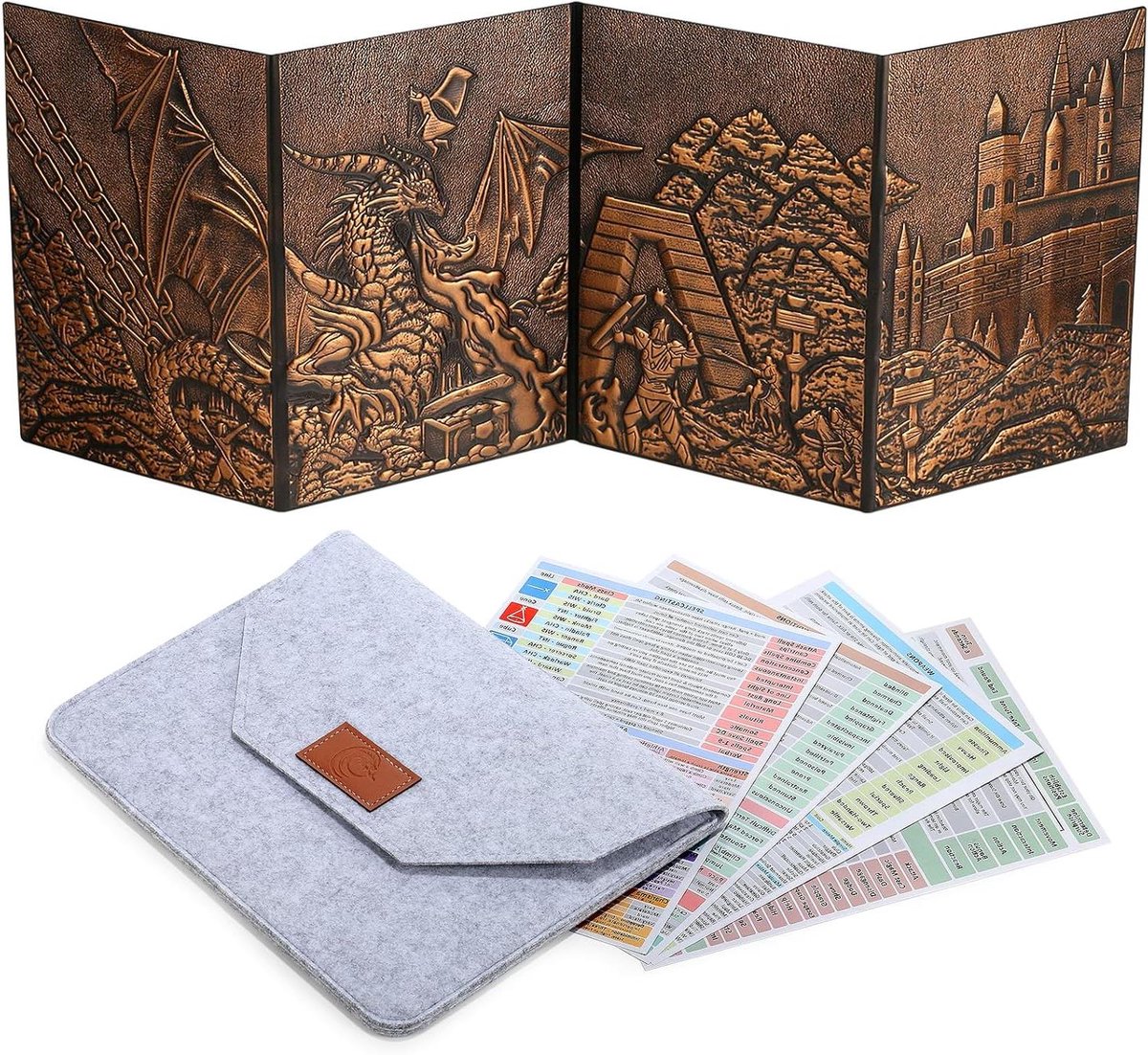 DM Scherm - Gamemaster Scherm - Tafelspel Avontuur - 3D Reliëf Ontwerp - 30.5 x 22.9 cm - Koper